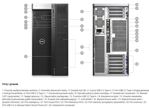 Stacja robocza Dell T7920 2x Xeon Gold 6254 256GB RAM 2TB SSD A4000 W11 KL.A Stacja robocza Dell T7920 2x Xeon Gold 6254 256GB RAM 2TB SSD A4000 W11 KL.A