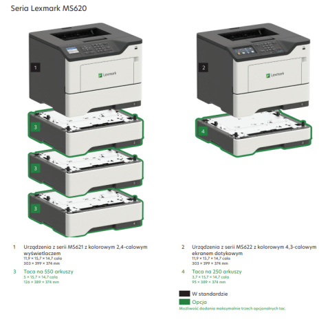 Drukarka jednofunkcyjna laserowa mono Lexmark MS621 Duplex Sieć TONER KL.A Drukarka jednofunkcyjna laserowa mono Lexmark MS621 Duplex Sieć TONER KL.A