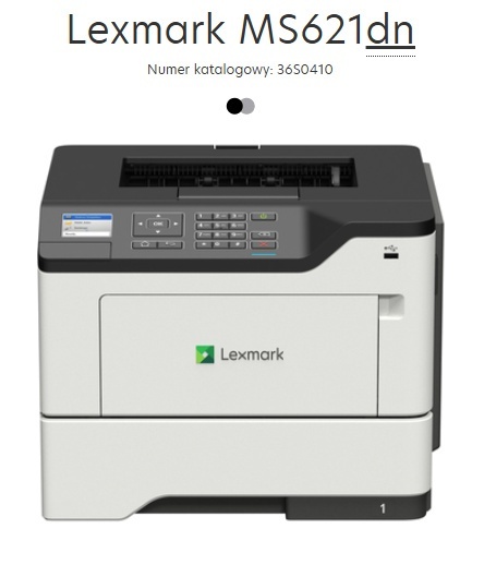 Drukarka jednofunkcyjna laserowa mono Lexmark MS621 Duplex Sieć TONER KL.A