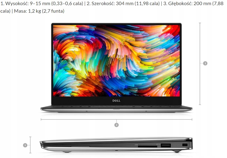 Dell XPS 9360 i5-7gen/8 GB/256 GB/QHD+/DOTYK/W10P Powłoka matrycy błyszcząca