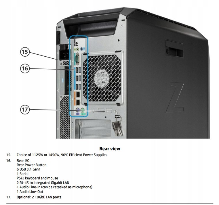 HP Z8 G4 2x XEON GOLD 6144 128GB 1TB QUADRO P4000 Kod producenta Z3Z16AV
